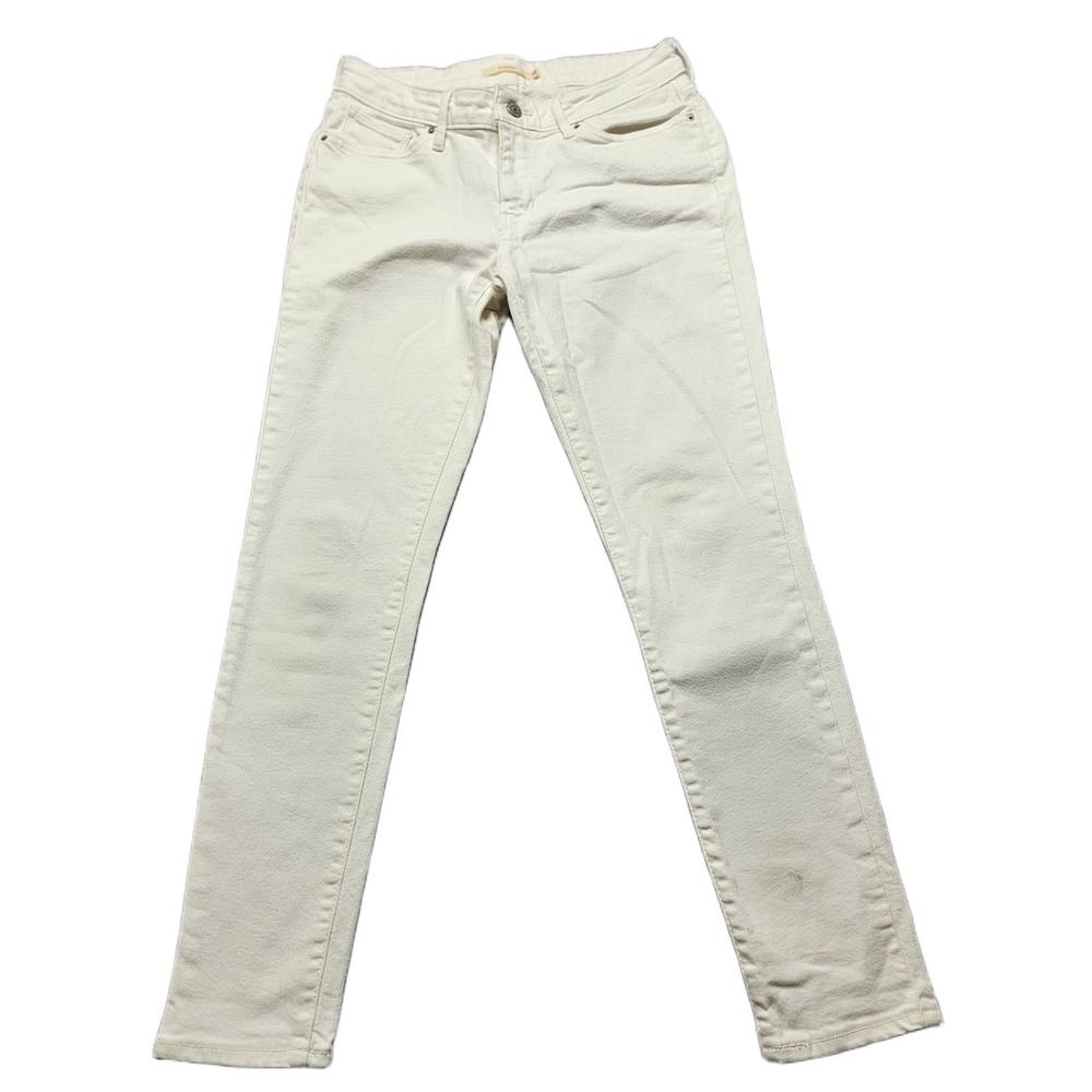 Levi's Jeans Womens 28x30 White Denim Light Wash Stretch 711 Skinny Leg Grunge